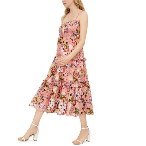 INC Wmn's Petite Coral Lined Spaghetti Strap Square Neck Midi Fit Flare Dress PM - Picture 2 of 12